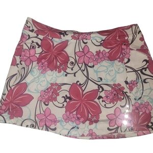 L.L.Bean White and Pink Floral Print Skort S